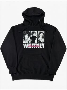 Whitney Houston Hoodie XL Black Graphic Pullover Sweatshirt NWT